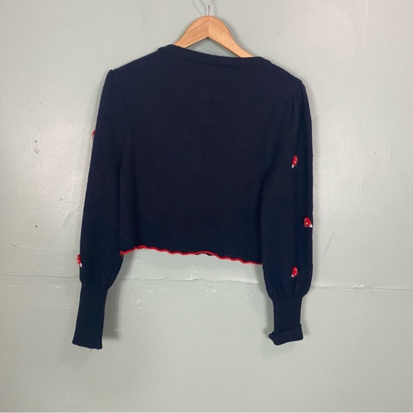 Free People Nonna Knit Cardi Floral Granny Black Red XS Sweater Cardigan - Picture 5 of 7